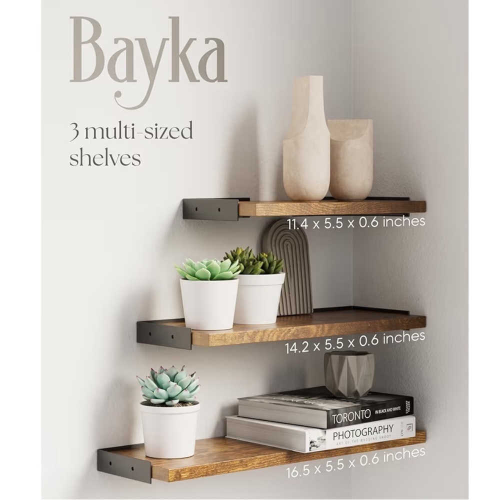 ๐ BAYKA Wall Shelves 3 Pack - Picture 2 of 8